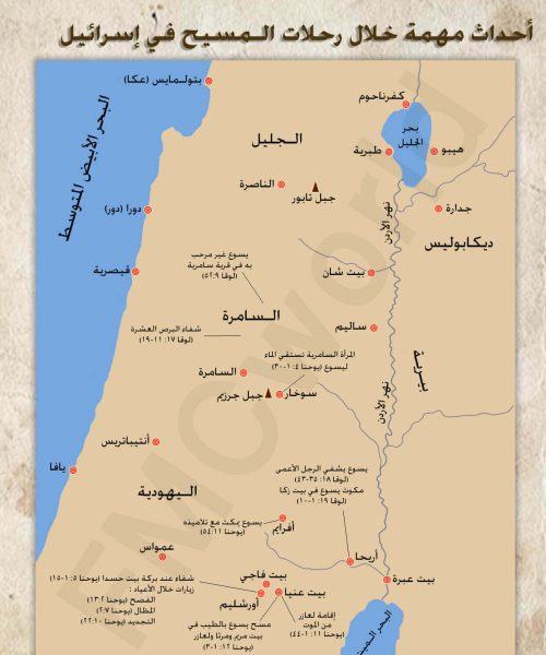 أحداث مهمة خلال رحلات المسيح في إسرائيل